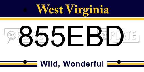 855EBD West Virginia License Plate