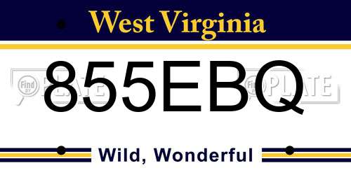 855EBQ West Virginia License Plate