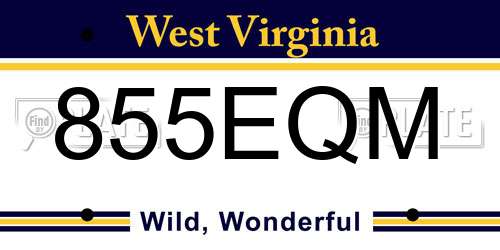855EQM West Virginia License Plate