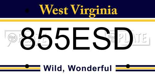 855ESD West Virginia License Plate