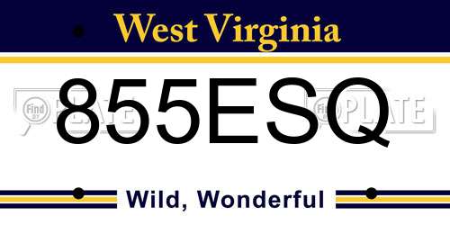 855ESQ West Virginia License Plate