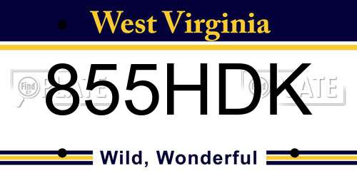 855HDK West Virginia License Plate