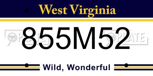 855M52 West Virginia License Plate