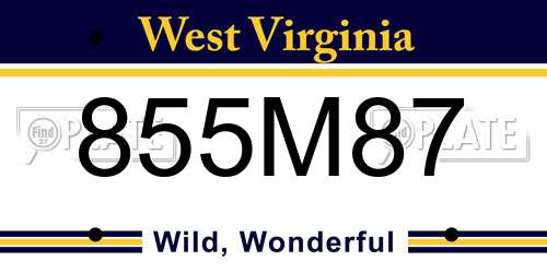 855M87 West Virginia License Plate