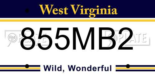 855MB2 West Virginia License Plate