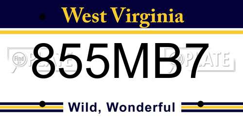 855MB7 West Virginia License Plate