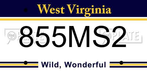 855MS2 West Virginia License Plate