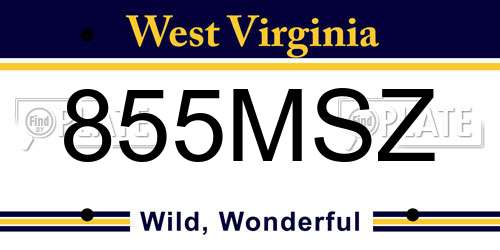 855MSZ West Virginia License Plate