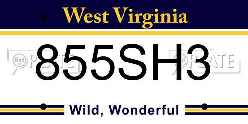 855SH3 West Virginia License Plate
