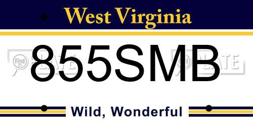 855SMB West Virginia License Plate