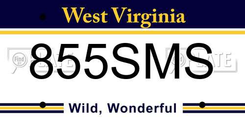 855SMS West Virginia License Plate