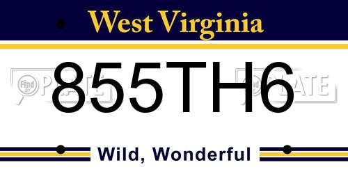 855TH6 West Virginia License Plate