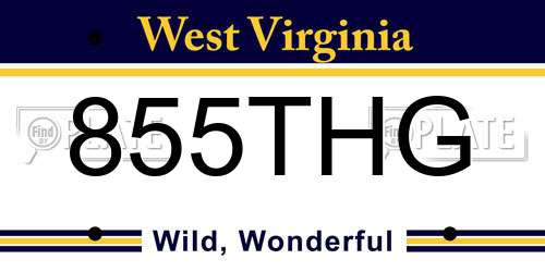 855THG West Virginia License Plate