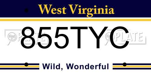 855TYC West Virginia License Plate