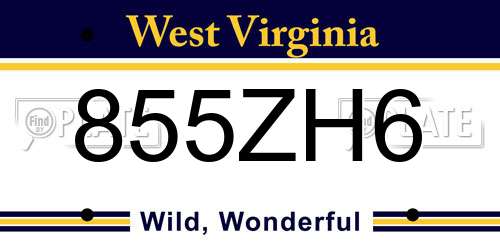 855ZH6 West Virginia License Plate
