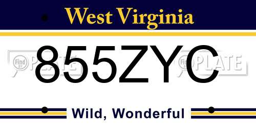 855ZYC West Virginia License Plate