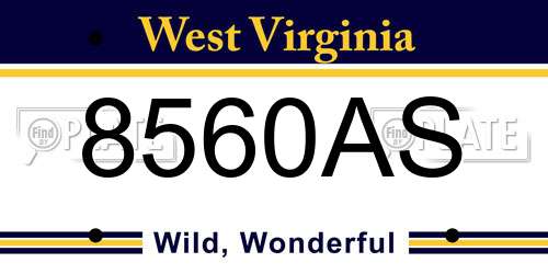 8560AS West Virginia License Plate