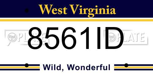 8561ID West Virginia License Plate