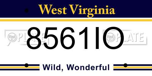 8561IO West Virginia License Plate