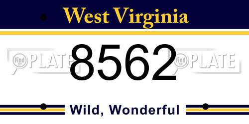 8562 West Virginia License Plate