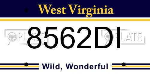 8562DI West Virginia License Plate
