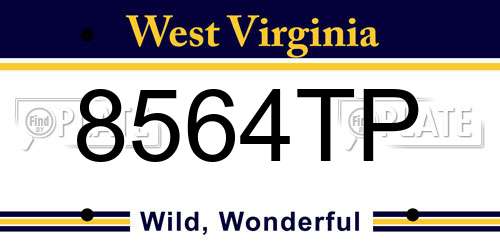 8564TP West Virginia License Plate