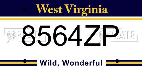 8564ZP West Virginia License Plate