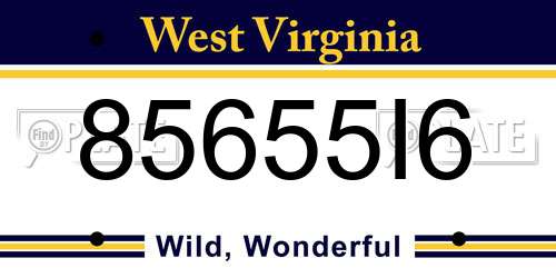 85655I6 West Virginia License Plate