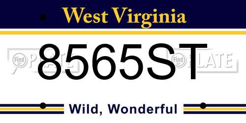 8565ST West Virginia License Plate
