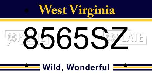 8565SZ West Virginia License Plate