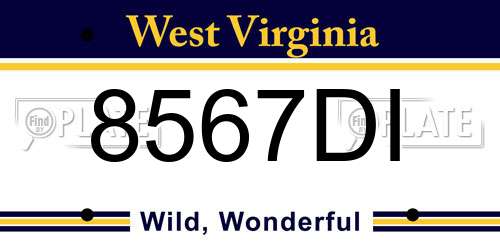 8567DI West Virginia License Plate