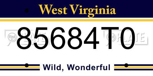 85684T0 West Virginia License Plate