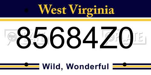 85684Z0 West Virginia License Plate