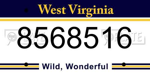 8568516 West Virginia License Plate