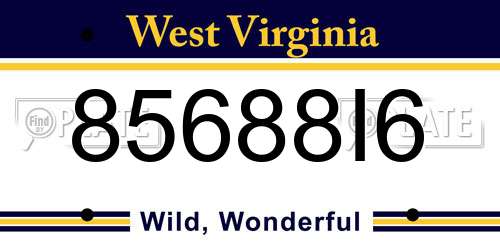 85688I6 West Virginia License Plate