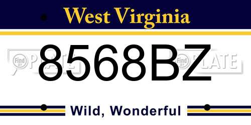 8568BZ West Virginia License Plate