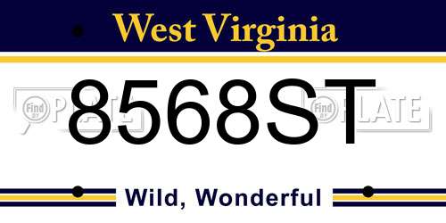 8568ST West Virginia License Plate