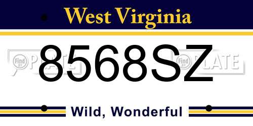 8568SZ West Virginia License Plate