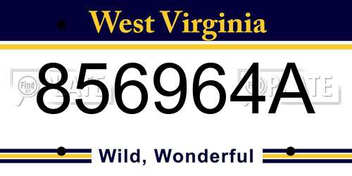 856964A West Virginia License Plate