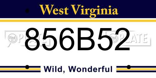 856B52 West Virginia License Plate