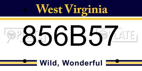 856B57 West Virginia License Plate
