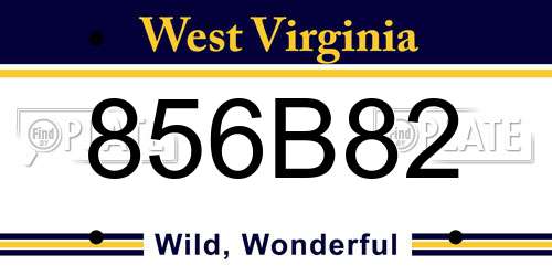 856B82 West Virginia License Plate