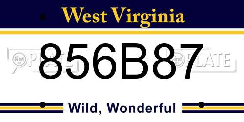 856B87 West Virginia License Plate
