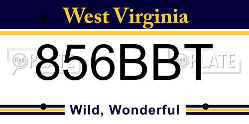 856BBT West Virginia License Plate