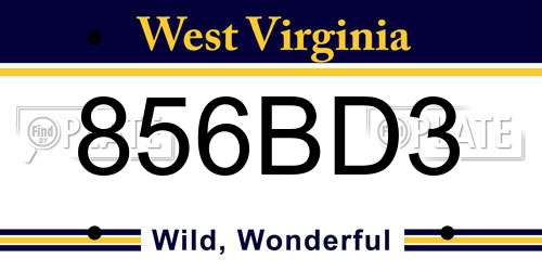 856BD3 West Virginia License Plate