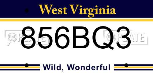 856BQ3 West Virginia License Plate