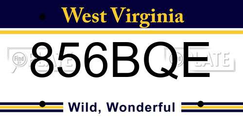 856BQE West Virginia License Plate