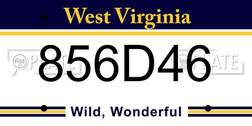 856D46 West Virginia License Plate
