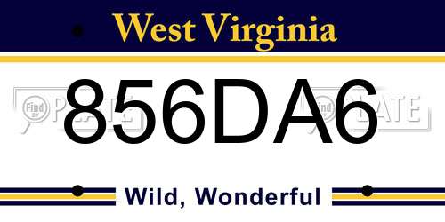 856DA6 West Virginia License Plate