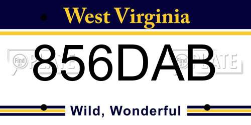 856DAB West Virginia License Plate